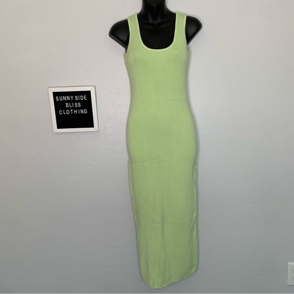 House of Harlow 1960 Green Ribbed Bodycon Maxi Dress Size Medium - Picture 1 of 13